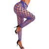 imageRSLOVE Women Sexy High Waist Tights Rhinestone Sparkle Fishnet Stockings Pantyhose Leggings Lingerie PantsRoyal Blue