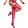 imageRSLOVE Womens Fishnet Thigh High Stockings Sexy Sheer Exotic Elastic Hosiery TightsFluorescent Pink