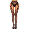 imageRSLOVE Womens Sexy Fishnet Stockings Thigh High Lace Garter Tights Suspender Crotchless PantyhoseBlack