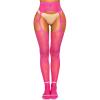 imageRSLOVE Womens Sexy Fishnet Stockings Thigh High Lace Garter Tights Suspender Crotchless PantyhoseHot Pink