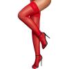 imageRSLOVE Womens Thigh High Stockings  Silicone Lace Top Sheer Over Knee Stocking Sexy Silky PantyhoseRed
