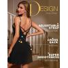 imageRSLOVE Lingerie for Women Lace Chemise Full Slip Sleepwear Sexy Babydoll NightgownBlack