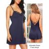 imageRSLOVE Lingerie for Women Lace Chemise Full Slip Sleepwear Sexy Babydoll NightgownBlue
