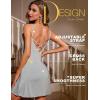 imageRSLOVE Lingerie for Women Lace Chemise Full Slip Sleepwear Sexy Babydoll NightgownLight Gray