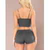 imageRSLOVE Pajamas Set Womens VNeck Sleeveless Sleepwear PJ Set Soft Lace Cami Set with Short Pants NightwearDark Grey