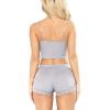 imageRSLOVE Pajamas Set Womens VNeck Sleeveless Sleepwear PJ Set Soft Lace Cami Set with Short Pants NightwearGrey