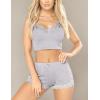 imageRSLOVE Pajamas Set Womens VNeck Sleeveless Sleepwear PJ Set Soft Lace Cami Set with Short Pants NightwearGrey