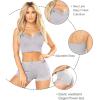 imageRSLOVE Pajamas Set Womens VNeck Sleeveless Sleepwear PJ Set Soft Lace Cami Set with Short Pants NightwearGrey