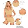 imageRSLOVE Pajamas Set Womens VNeck Sleeveless Sleepwear PJ Set Soft Lace Cami Set with Short Pants NightwearKhaki