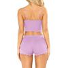 imageRSLOVE Pajamas Set Womens VNeck Sleeveless Sleepwear PJ Set Soft Lace Cami Set with Short Pants NightwearLavender