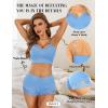 imageRSLOVE Pajamas Set Womens VNeck Sleeveless Sleepwear PJ Set Soft Lace Cami Set with Short Pants NightwearLight Blue