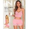 imageRSLOVE Pajamas Set Womens VNeck Sleeveless Sleepwear PJ Set Soft Lace Cami Set with Short Pants NightwearLight Pink