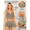 imageRSLOVE Pajamas Set Womens VNeck Sleeveless Sleepwear PJ Set Soft Lace Cami Set with Short Pants NightwearOlive