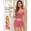 imageRSLOVE Pajamas Set Womens VNeck Sleeveless Sleepwear PJ Set Soft Lace Cami Set with Short Pants NightwearPink