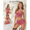 imageRSLOVE Pajamas Set Womens VNeck Sleeveless Sleepwear PJ Set Soft Lace Cami Set with Short Pants NightwearPink