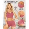 imageRSLOVE Pajamas Set Womens VNeck Sleeveless Sleepwear PJ Set Soft Lace Cami Set with Short Pants NightwearPink