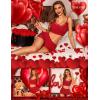 imageRSLOVE Pajamas Set Womens VNeck Sleeveless Sleepwear PJ Set Soft Lace Cami Set with Short Pants NightwearRed