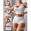 imageRSLOVE Pajamas Set Womens VNeck Sleeveless Sleepwear PJ Set Soft Lace Cami Set with Short Pants NightwearWhite