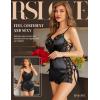 imageRSLOVE Sexy Lingerie Pajama Set  Lingerie for Women Silk Pjs Sets Shorts Satin Nightwear Lace SleepwearBlack