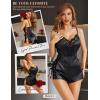 imageRSLOVE Sexy Lingerie Pajama Set  Lingerie for Women Silk Pjs Sets Shorts Satin Nightwear Lace SleepwearBlack