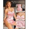 imageRSLOVE Sexy Lingerie Pajama Set  Lingerie for Women Silk Pjs Sets Shorts Satin Nightwear Lace SleepwearPink