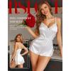 imageRSLOVE Sexy Lingerie Pajama Set  Lingerie for Women Silk Pjs Sets Shorts Satin Nightwear Lace SleepwearWhite