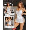 imageRSLOVE Sexy Lingerie Pajama Set  Lingerie for Women Silk Pjs Sets Shorts Satin Nightwear Lace SleepwearWhite