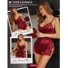 imageRSLOVE Sexy Lingerie Pajama Set  Lingerie for Women Silk Pjs Sets Shorts Satin Nightwear Lace SleepwearWine Red