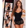 imageRSLOVE Sexy Lingerie Set for Women  Lace Floral Lingerie High Waist Sleepwear Bra and Panty 2 Piece Sets Pajamas NightwearBlack