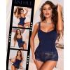 imageRSLOVE Sexy Lingerie Set for Women  Lace Floral Lingerie High Waist Sleepwear Bra and Panty 2 Piece Sets Pajamas NightwearNavy Blue