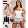 imageRSLOVE Sexy Lingerie Set for Women  Lace Floral Lingerie High Waist Sleepwear Bra and Panty 2 Piece Sets Pajamas NightwearWhite