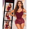 imageRSLOVE Sexy Lingerie Set for Women  Lace Floral Lingerie High Waist Sleepwear Bra and Panty 2 Piece Sets Pajamas NightwearWine Red