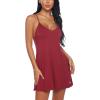 imageRSLOVE Sleepwear for Women Lingerie Sexy Chemises Nightgown VNeck Full Slip DressWine Red