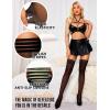 imageRSLOVE Thigh High Stockings for Women  Stripe Top with AntiSlip Silicone Stay Up Sheer Pantyhose for WomenBlack
