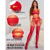 imageRSLOVE Thigh High Stockings for Women  Stripe Top with AntiSlip Silicone Stay Up Sheer Pantyhose for WomenRed