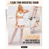 imageRSLOVE Thigh High Stockings for Women  Stripe Top with AntiSlip Silicone Stay Up Sheer Pantyhose for WomenWhite