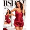 imageRSLOVE Women Pajama Set Sleepwear  Satin Pajamas Silk V Neck Cami and Shorts Pjs 2 Piece Womens Sexy Lace Lounge NightwearWine Red