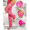 imageRSLOVE Women Thigh High Stockings Sparkly Rhinestone Fishnets with Satin Bow Tights Pantyhose HosieryPink
