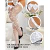 imageRSLOVE Women Thigh High Stockings Sparkly Rhinestone Fishnets with Satin Bow Tights Pantyhose HosieryWhite