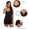 imageRSLOVE Women V Neck Sexy Lingerie Satin Sleepwear Pajamas Cami Shorts Set NightwearBlack