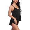 imageRSLOVE Women V Neck Sexy Lingerie Satin Sleepwear Pajamas Cami Shorts Set NightwearBlack