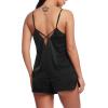 imageRSLOVE Women V Neck Sexy Lingerie Satin Sleepwear Pajamas Cami Shorts Set NightwearBlack