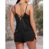 imageRSLOVE Women V Neck Sexy Lingerie Satin Sleepwear Pajamas Cami Shorts Set NightwearBlack