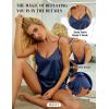 imageRSLOVE Women V Neck Sexy Lingerie Satin Sleepwear Pajamas Cami Shorts Set NightwearBlue
