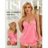 imageRSLOVE Women V Neck Sexy Lingerie Satin Sleepwear Pajamas Cami Shorts Set NightwearPink