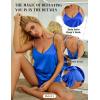 imageRSLOVE Women V Neck Sexy Lingerie Satin Sleepwear Pajamas Cami Shorts Set NightwearRoyal Blue