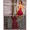 imageRSLOVE Womens Lingerie Sexy Nightgown Lace Babydoll Deep V Chemise Side Slit Nightie SleepwearWine Red