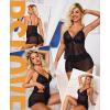 imageRSLOVE Womens Pajama Sets Lace Lingerie Sets 2 Piece Cami Shorts Set PJ Set Sleepwear NightwearBlack