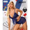imageRSLOVE Womens Pajama Sets Lace Lingerie Sets 2 Piece Cami Shorts Set PJ Set Sleepwear NightwearNavy Blue
