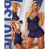 imageRSLOVE Womens Pajama Sets Lace Lingerie Sets 2 Piece Cami Shorts Set PJ Set Sleepwear NightwearNavy Blue